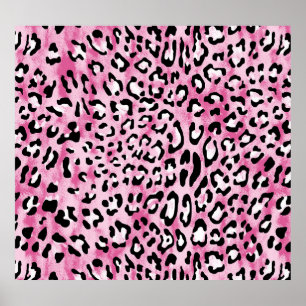 Pink White Leopard Pattern. Poster