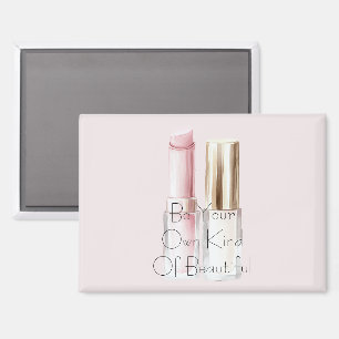 Pink White Lipstick Ivory Nail Polish Magnet