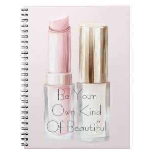 Pink White Lipstick Ivory Nail Polish Notebook