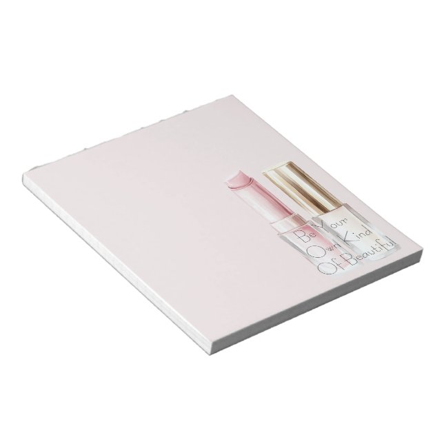 Pink White Lipstick Ivory Nail Polish Notepad (Angled)