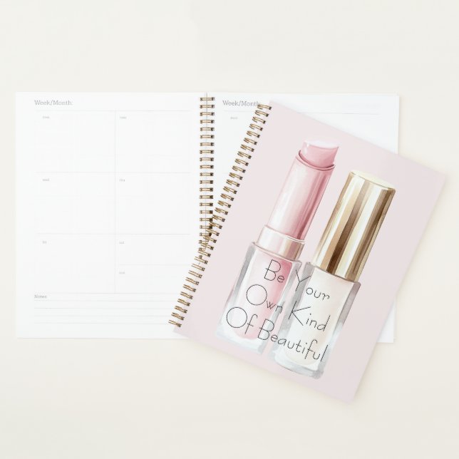 Pink White Lipstick Ivory Nail Polish Planner (Display)