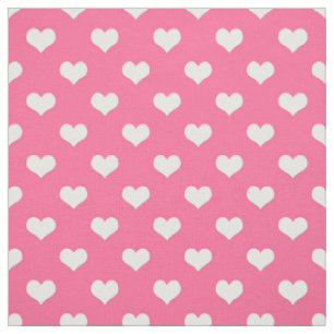 Pink White Love Heart Pattern Design  Fabric