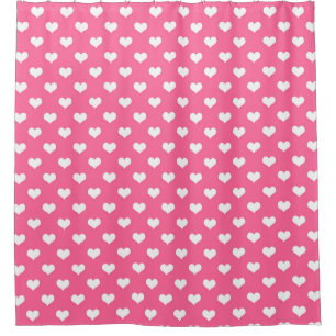 Pink White Love Heart Pattern Design  Shower Curtain