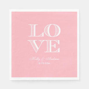 Pink, White LOVE Napkins