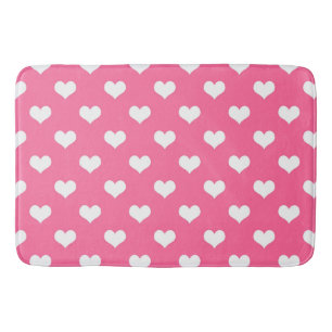 Pink White Lovely Hearts Design Bath Mat