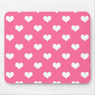 Pink White Lovely Hearts Design Mouse Pad