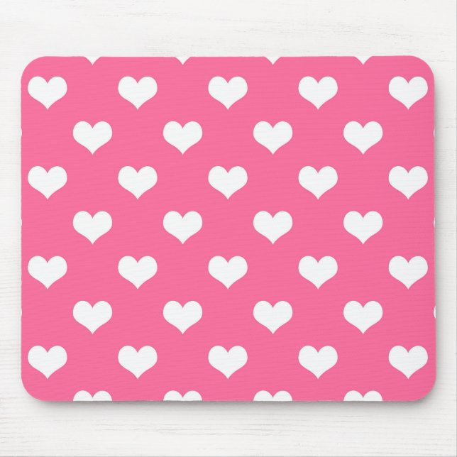 Pink White Lovely Hearts Design  Mouse Pad (Front)