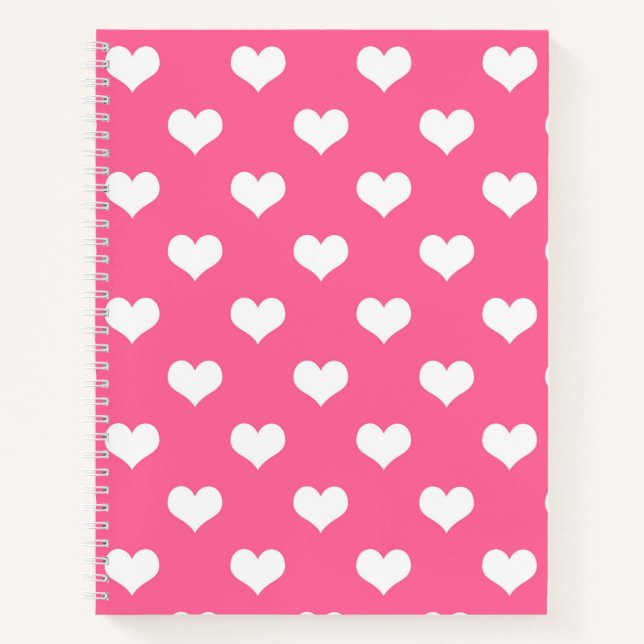 Pink White Lovely Hearts Design  Notebook (Front)
