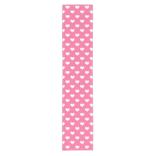 Pink White Lovely Hearts Design Short Table Runner