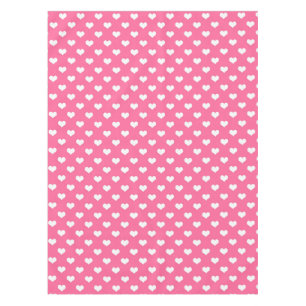 Pink White Lovely Hearts Design Tablecloth
