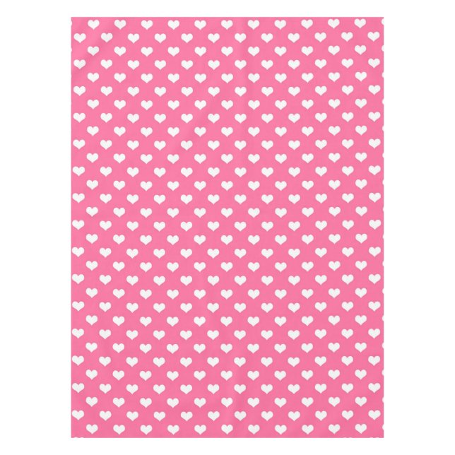 Pink White Lovely Hearts Design  Tablecloth (Front)