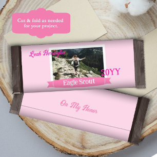 Pink, White, Magenta Eagle Scout Candy Bar Wrapper