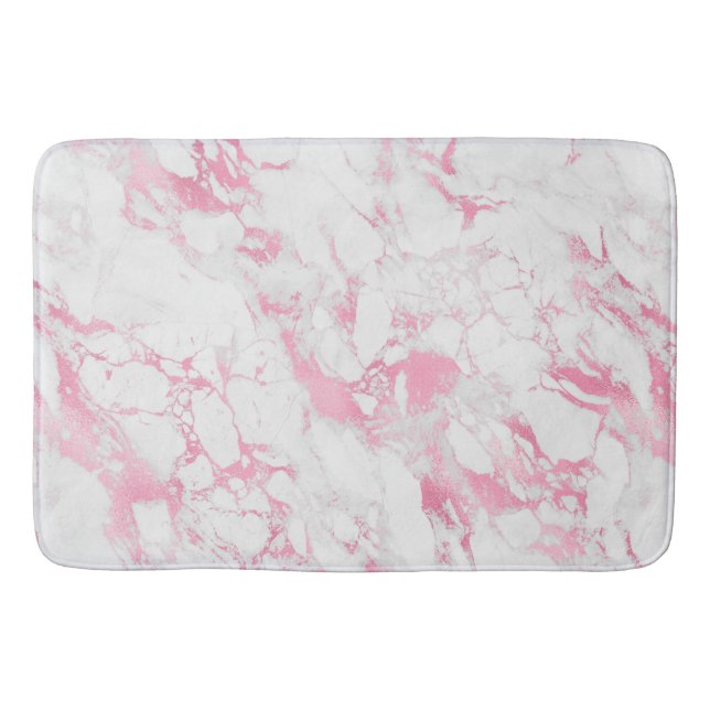 Pink White Marble  Bath Mat (Front)