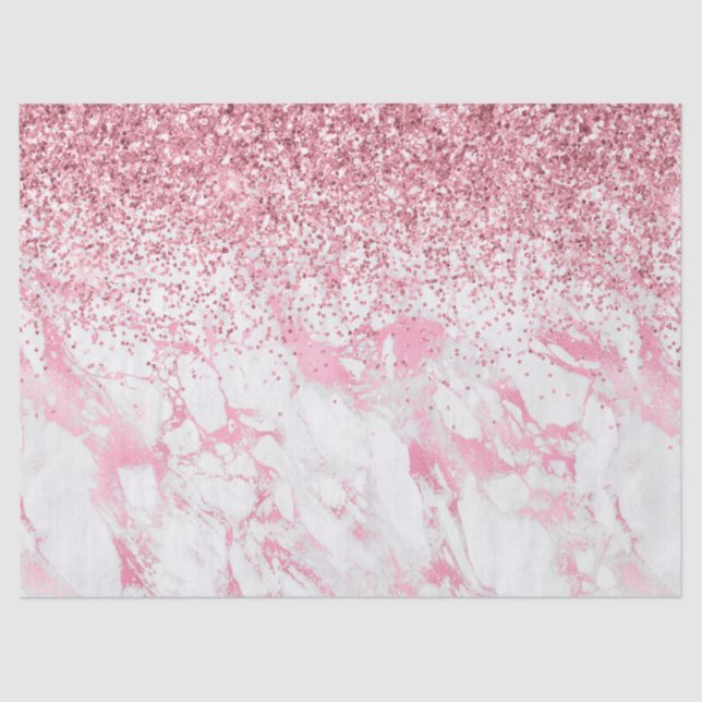 Pink White Marble Glitter                   Tissue Paper (Front)