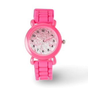 Pink White Marble Glitzy Glitter Sparkle       Watch