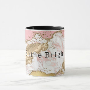 Pink White Marble Gold Glitter Mug