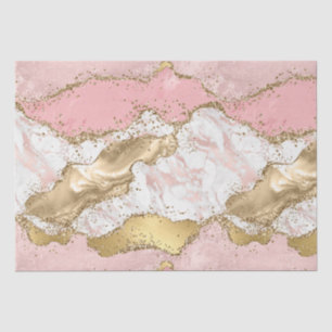 Pink White Marble Gold Glitter Tissue Paper