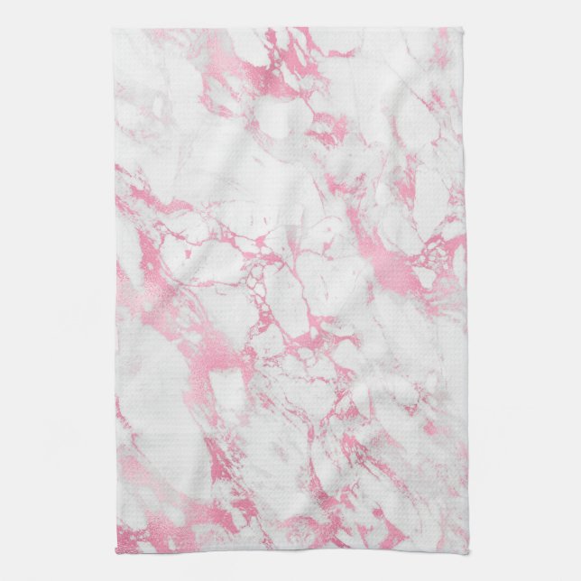 Pink White Marble        Tea Towel (Vertical)
