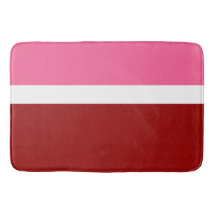 Pink White Maroon Red Colour Block Bath Mat