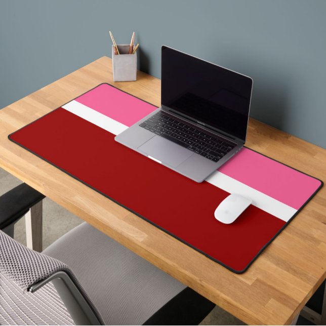 Pink White Maroon Red Colour Block  Desk Mat (Creator Uploaded)