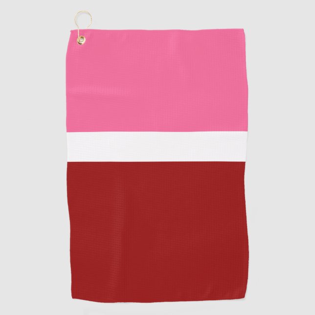 Pink White Maroon Red Colour Block  Golf Towel (Front)
