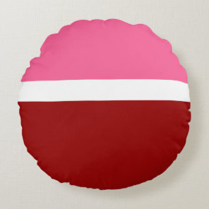 Pink White Maroon Red Colour Block Round Cushion