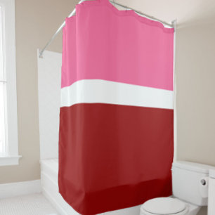 Pink White Maroon Red Colour Block  Shower Curtain