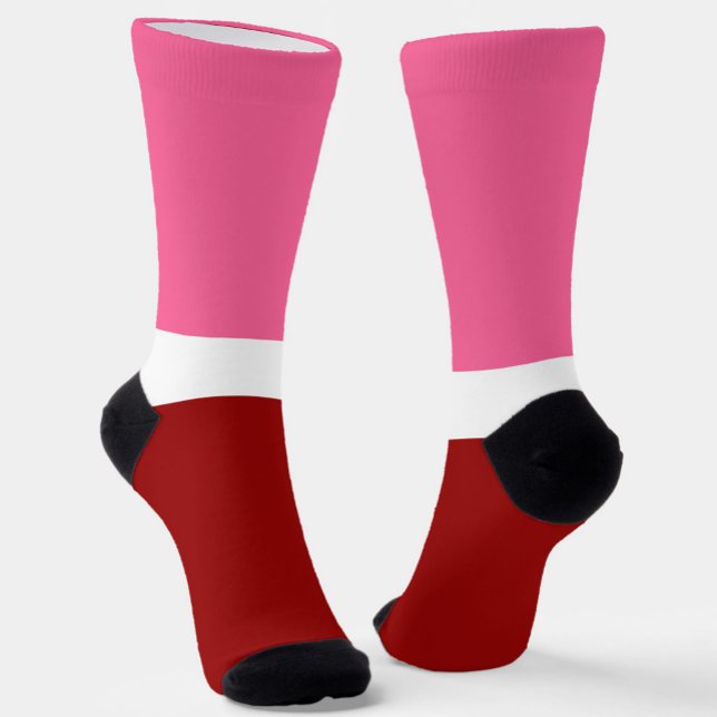 Pink White Maroon Red Colour Block  Socks (Creator Uploaded)