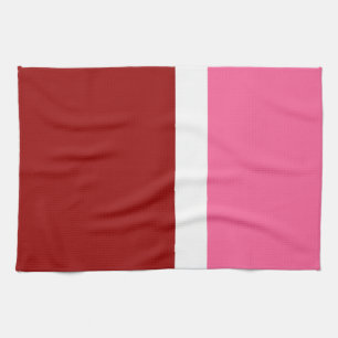 Pink White Maroon Red Colour Block Tea Towel