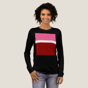 Pink White Maroon Red Colour Block Tri-Blend Shirt