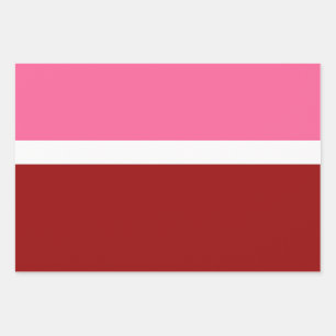 Pink White Maroon Red Colour Block Wrapping Paper Sheet