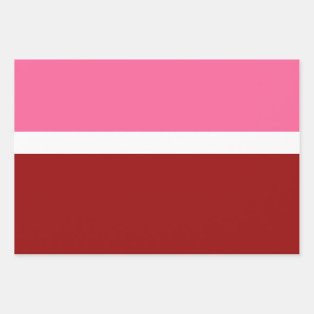 Pink White Maroon Red Colour Block  Wrapping Paper Sheet (Front)