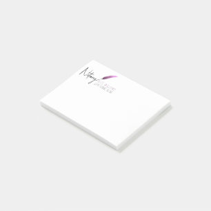 Pink & White Minimalist Modern Simple Notary Post-it Notes