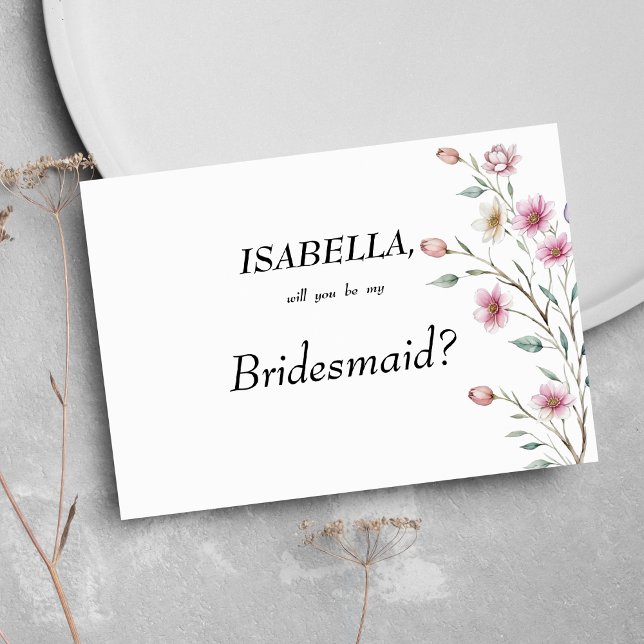 Pink white mint lilac spring flower Bridesmaid Invitation (Pink white mint lilac spring flower Bridesmaid)