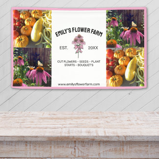 Pink & White Modern 4 Photo Small Business Banner