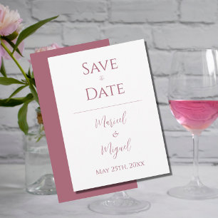 Pink & White Modern Elegant Minimalist Wedding Save The Date