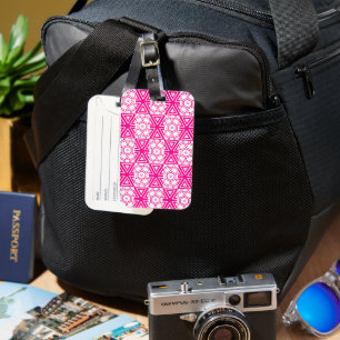 Pink White Modern Pattern Luggage Tag