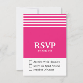 Pink & White Modern RSVP Response Card 3.5 x 3"