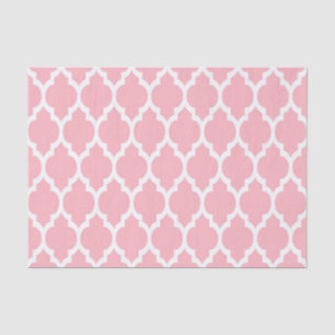 Pink White Moroccan Quatrefoil Pattern #4 Tissue Paper
