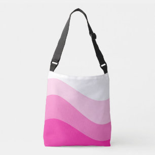Pink White Ombre Wave pattern Crossbody Bag