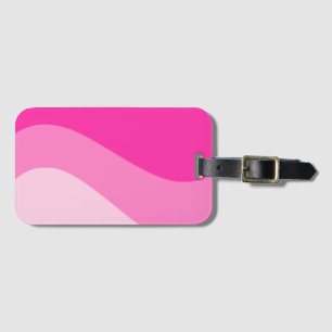 Pink White Ombre Wave pattern Luggage Tag