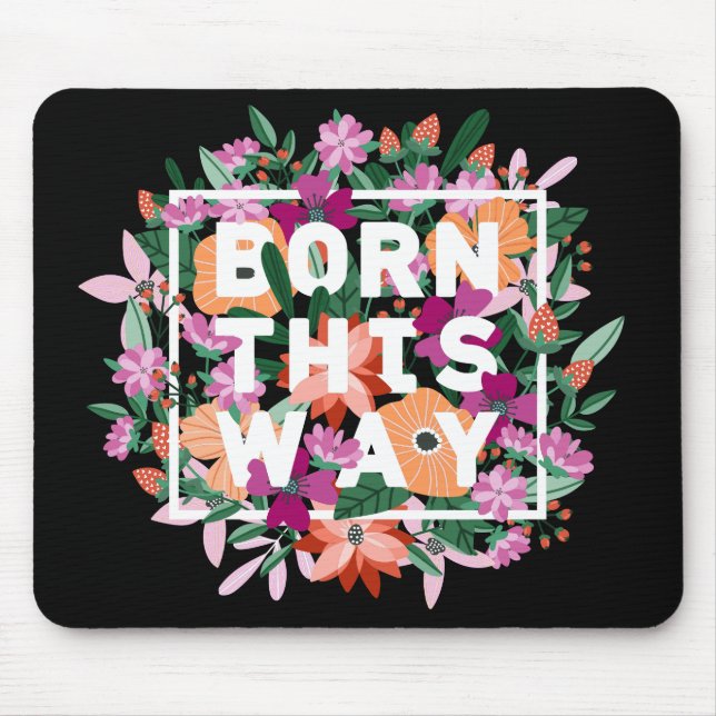 Pink White Orange Floral Lesbian Pride Mouse Pad (Front)