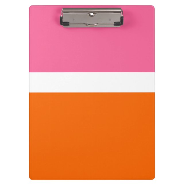 Pink White Orange Plain Colour Block Design  Clipboard (Front)