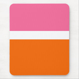 Pink White Orange Plain Colour Block Design Mouse Pad