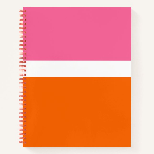 Pink White Orange Plain Colour Block Design  Notebook (Front)