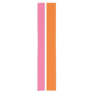 Pink White Orange Plain Colour Block Design Short Table Runner