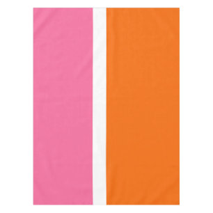Pink White Orange Plain Colour Block Design Tablecloth