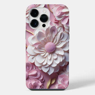 PINK & WHITE PAPER 3-D LOOK FLOWERS iPhone 14 PRO MAX CASE