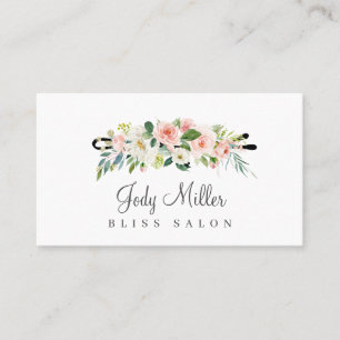 Pink White Pastel Floral Bobby Pin Hair Salon Business Card