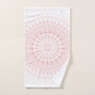 Pink White Pastel Mandala Hand Towel